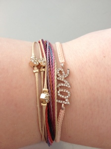 The same two LC bracelets and a Pura Vida bracelet stack for Valentine's Day
